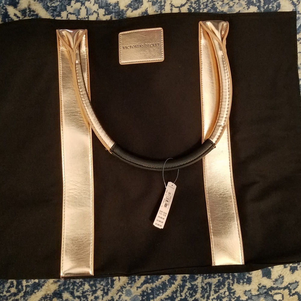 Victoria Secret NWT black & rose gold bag